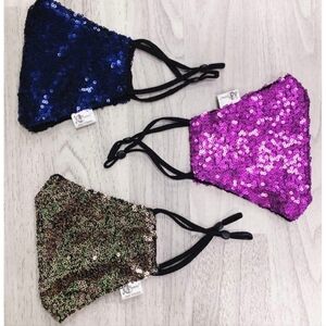 🆕️JEWEL-TONE SEQUIN ASSORTED FACE MASKS - SET OF 3 COLOURS